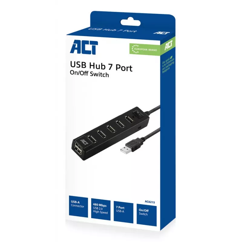 USB-Hub ACT AC6215 480 Mbit/s Schwarz