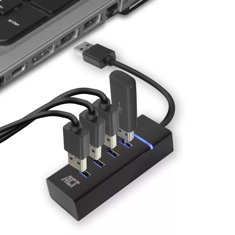 ACT AC6300 USB 3.2 Gen 1 Hub Typ-A 5000 Mbit/s Schwarz