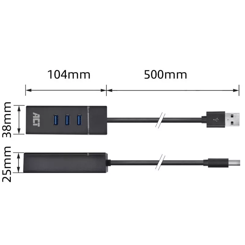 Docking Station ACT AC6310 USB 3.2 Gen 1 Kabelgebunden Schwarz Ethernet