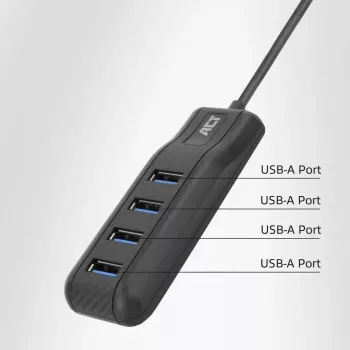 ACT AC6320 Schnittstellen-Hub USB 3.2 Gen 1 (3.1 Gen 1) Type-A 5000 Mbit/s Schwarz
