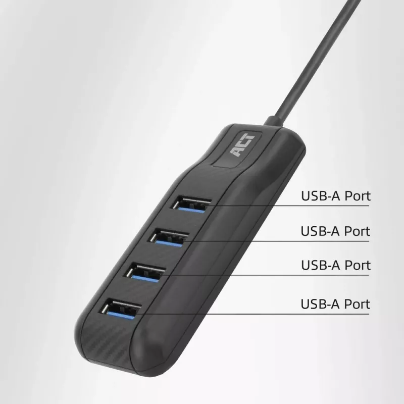 ACT AC6320 Schnittstellen-Hub USB 3.2 Gen 1 (3.1 Gen 1) Type-A 5000 Mbit/s Schwarz
