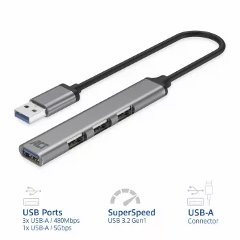 ACT AC6325 USB 3.2 Gen 1 Typ-A Hub 5000 Mbit/s Grau