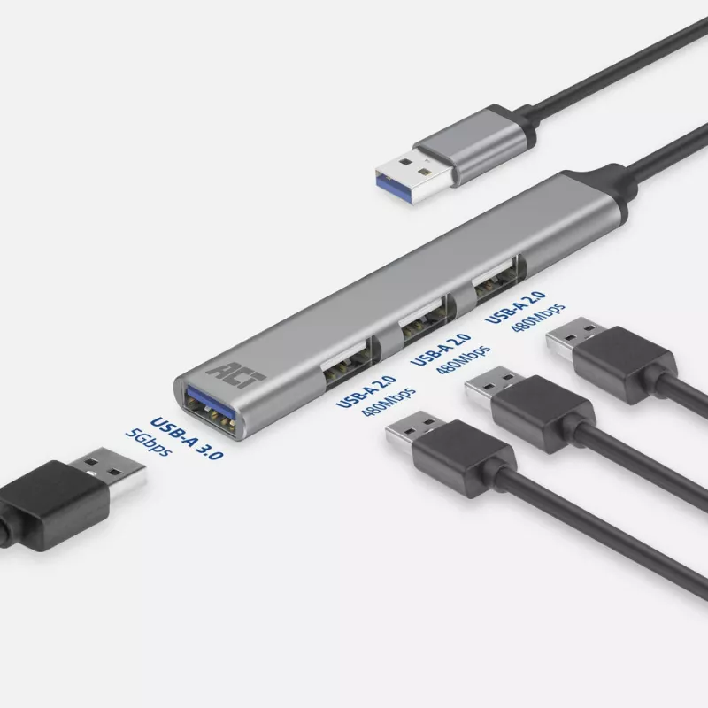 ACT AC6325 USB 3.2 Gen 1 Typ-A Hub 5000 Mbit/s Grau
