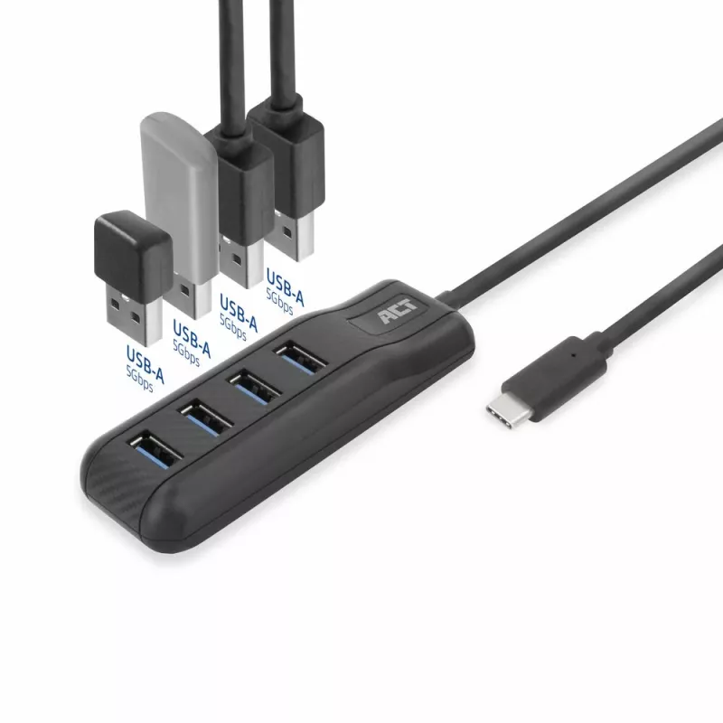 ACT AC6420 Schnittstellen-Hub USB 3.2 Gen 1 (3.1 Gen 1) Type-C 5000 Mbit/s Schwarz
