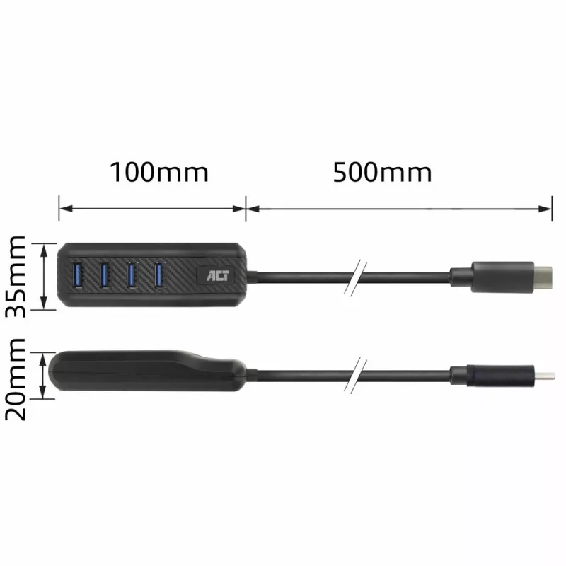 ACT AC6420 Schnittstellen-Hub USB 3.2 Gen 1 (3.1 Gen 1) Type-C 5000 Mbit/s Schwarz