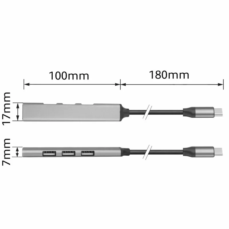 USB Hub ACT AC6425 Type-C 5000 Mbit/s Aluminium Grau
