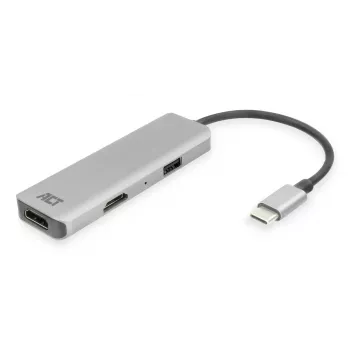 ACT USB-C 4K Multiport-Adapter für 2 HDMI-Monitore, USB-A-Datenanschluss
