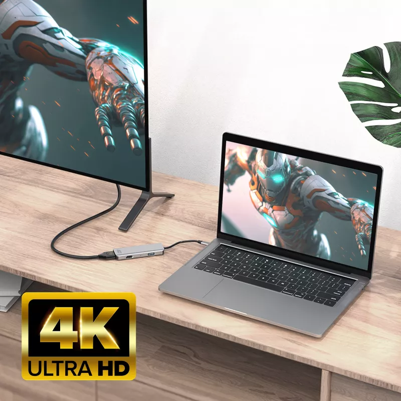 ACT USB-C 4K Multiport-Adapter für 2 HDMI-Monitore, USB-A-Datenanschluss