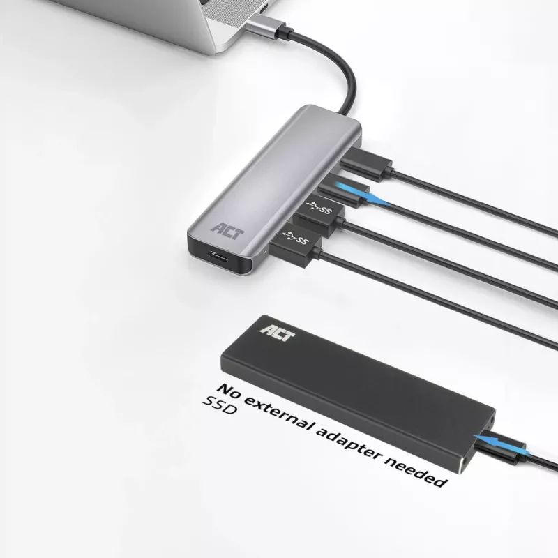 ACT AC7072 USB 3.2 Gen 1 Type-C Hub 5000 Mbit/s Schwarz Grau