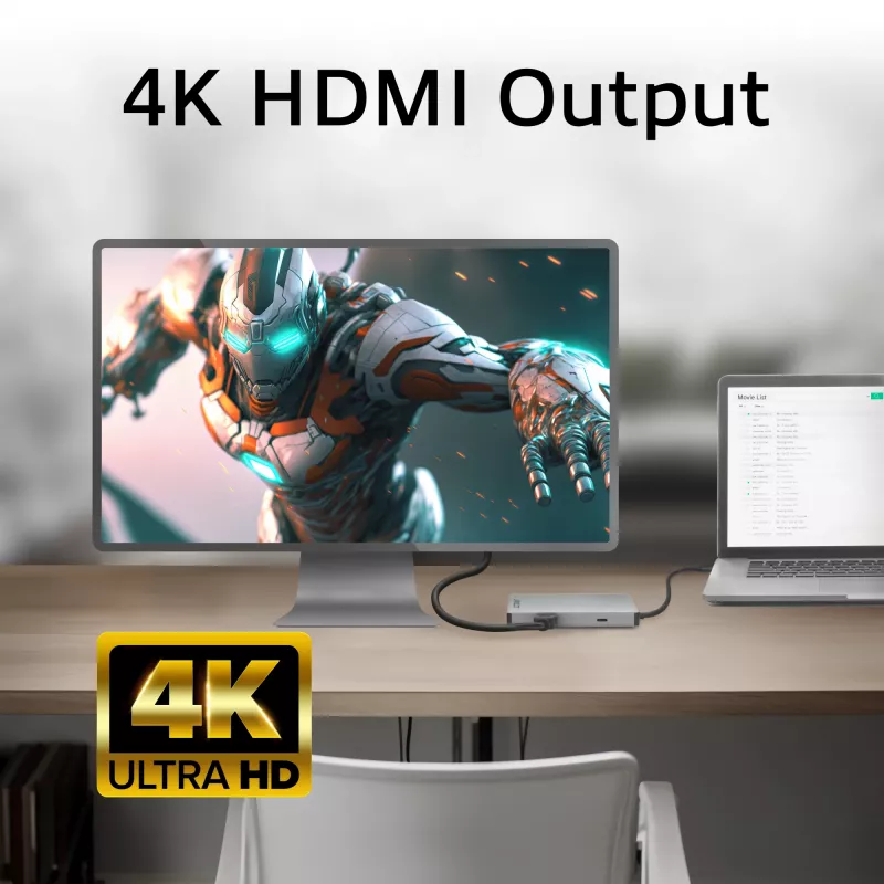 ACT USB-C 4K Dockingstation für 1 HDMI-Monitor, Ethernet, USB-C, USB-A, Kartenleser und PD-Durchleitung