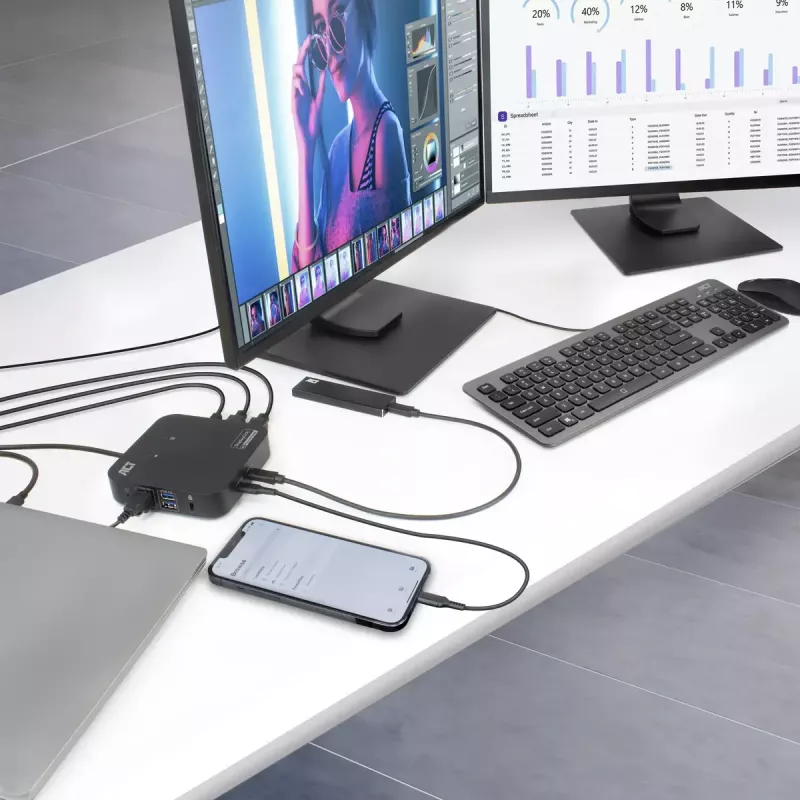 ACT Universal USB-C Docking Station 4K, für 2 HDMI/DisplayPort-Monitore, DisplayLink, kompaktes Design