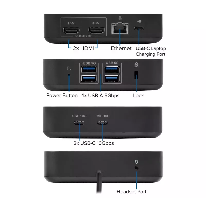 ACT Universal USB-C Docking Station 4K, für 2 HDMI/DisplayPort-Monitore, DisplayLink, kompaktes Design