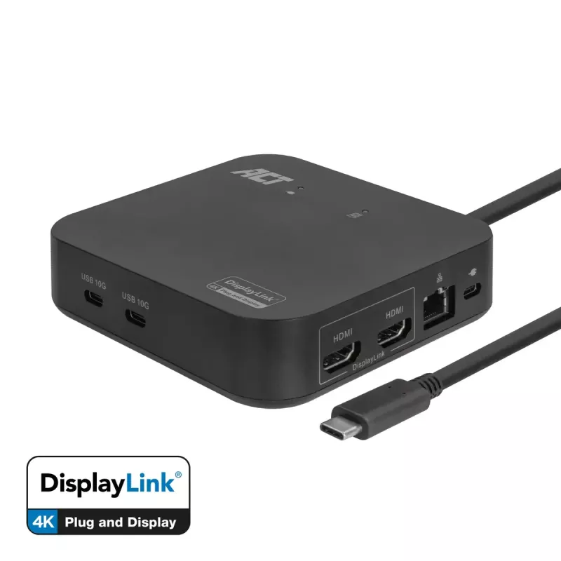 ACT Universal USB-C Docking Station 4K, für 2 HDMI/DisplayPort-Monitore, DisplayLink, kompaktes Design
