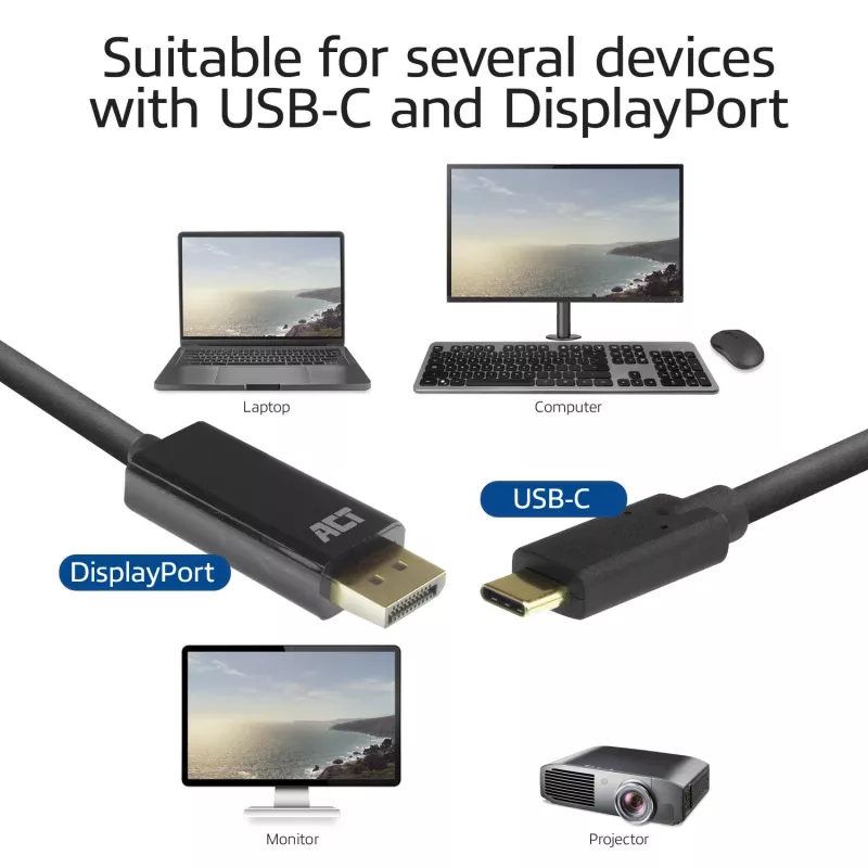 USB-C-auf-DisplayPort-Kabel ACT AC7325 2 Meter