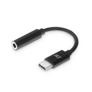 Audiokabel ACT AC7380 0,11m 3,5mm Buchse USB Typ-C Stecker Schwarz