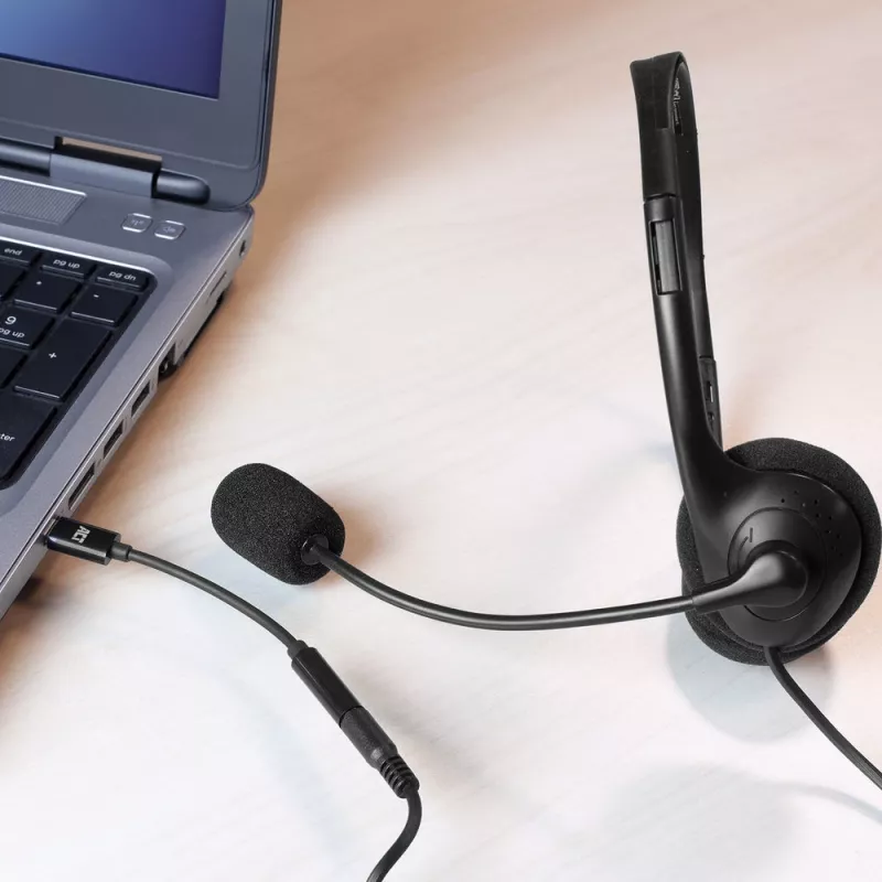 Audiokabel ACT AC7380 0,11m 3,5mm Buchse USB Typ-C Stecker Schwarz