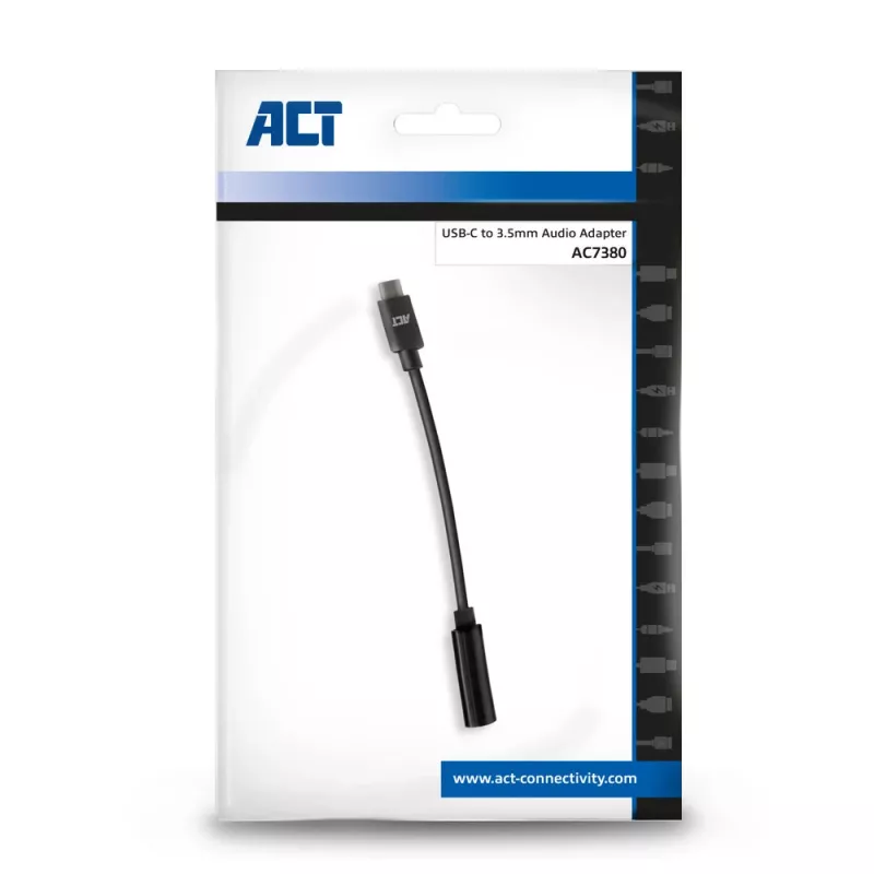 Audiokabel ACT AC7380 0,11m 3,5mm Buchse USB Typ-C Stecker Schwarz