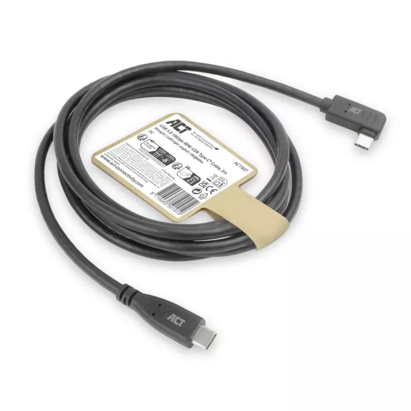 ACT USB 3.0 Winkelkabel USB-C 2 Meter 5 Gbit/s Schwarz