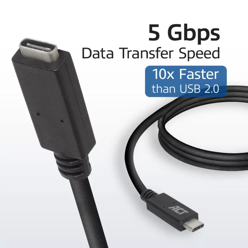 ACT USB 3.0 Verlängerungskabel USB-C 2 Meter 5 Gbit/s Schwarz