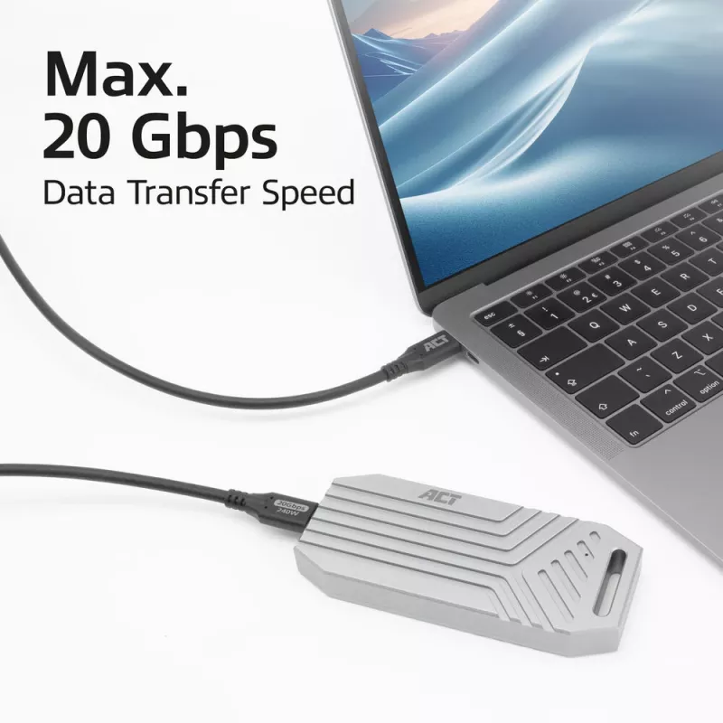 ACT USB4 20Gbps 240W USB Type-C-Kabel 1 Meter Schwarz