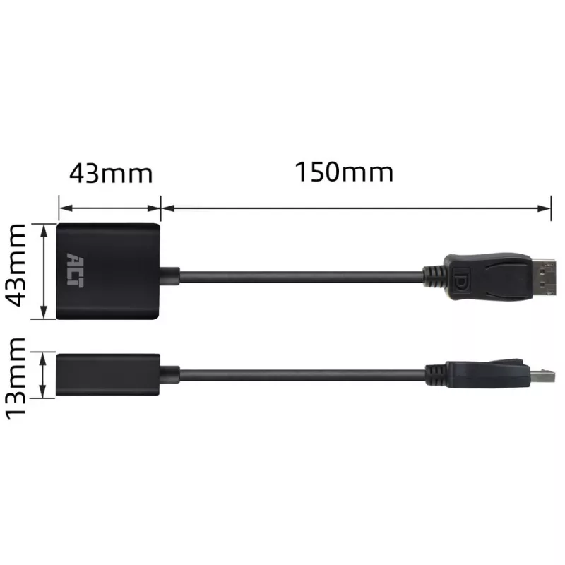 ACT DisplayPort-Stecker auf DVI-Buchse Adapter 0,15 m AC7510