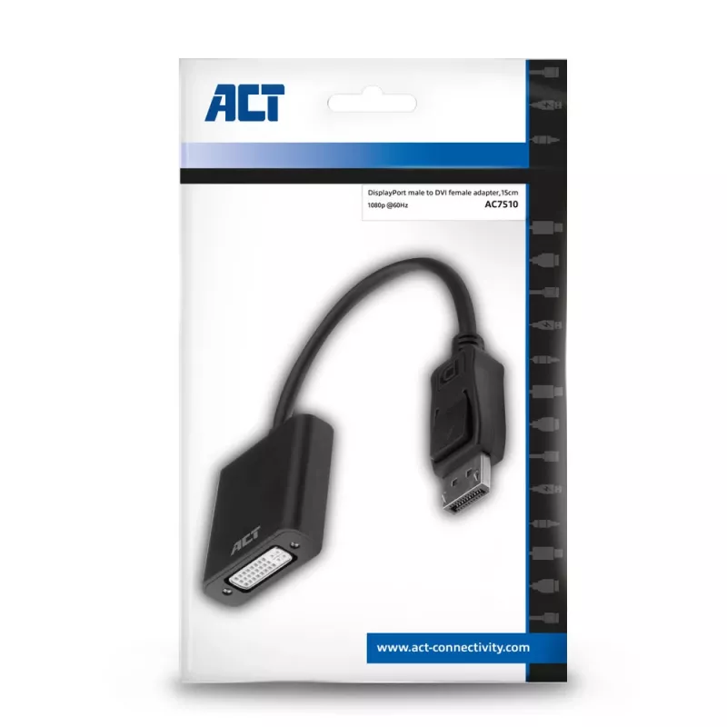 ACT DisplayPort-Stecker auf DVI-Buchse Adapter 0,15 m AC7510