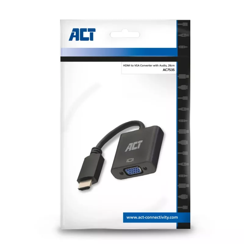 ACT 0,15 Meter, HDMI-A-Stecker auf VGA-Buchse Adapter, mit Audio