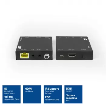 AV-Sender & -Empfänger ACT 4K HDMI 2.0 Extender-Set über CAT6 UTP mit IR-Unterstützung, 60 Meter