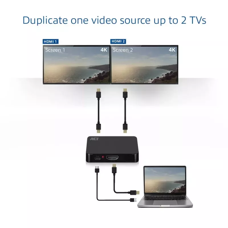 ACT 4K HDMI 1.4 Splitter 2 Ports 3840 x 2160 Pixel Schwarz
