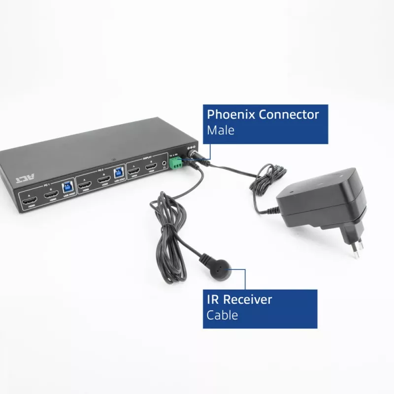 ACT 2-Port Dual HDMI 4K@60Hz KVM-Switch, USB 3.2 Gen1 (USB 3.0)