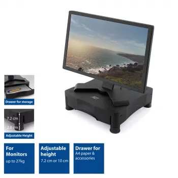Monitorständer ACT AC8200 höhenverstellbar eine Schublade schwarz