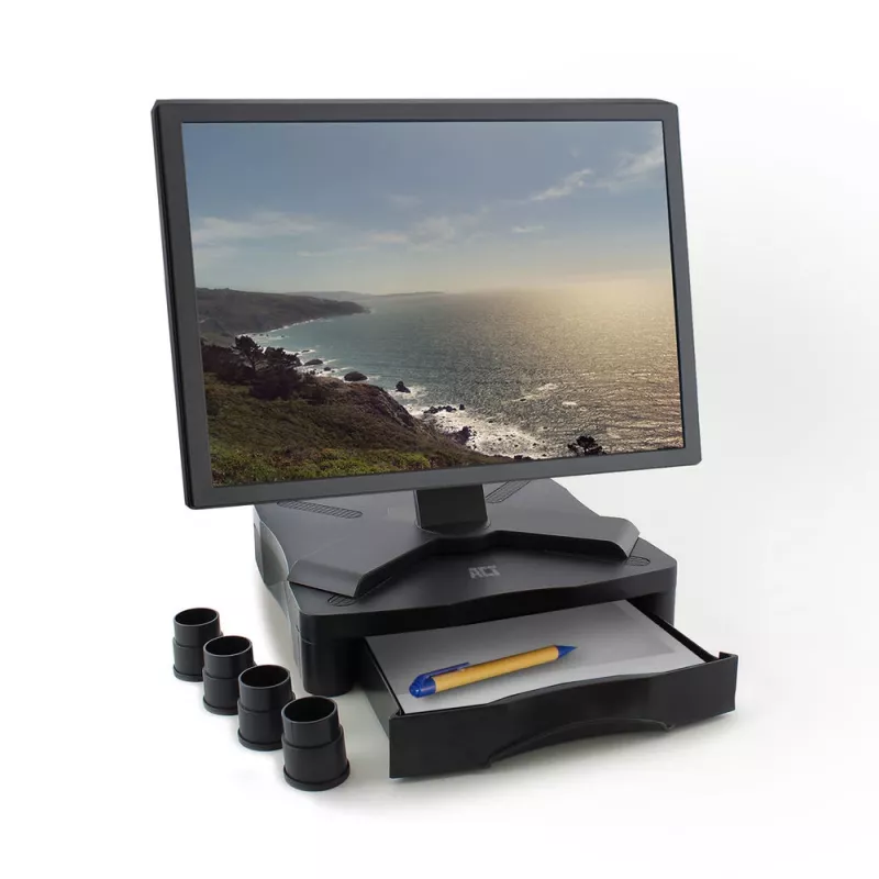 Monitorständer ACT AC8200 höhenverstellbar eine Schublade schwarz