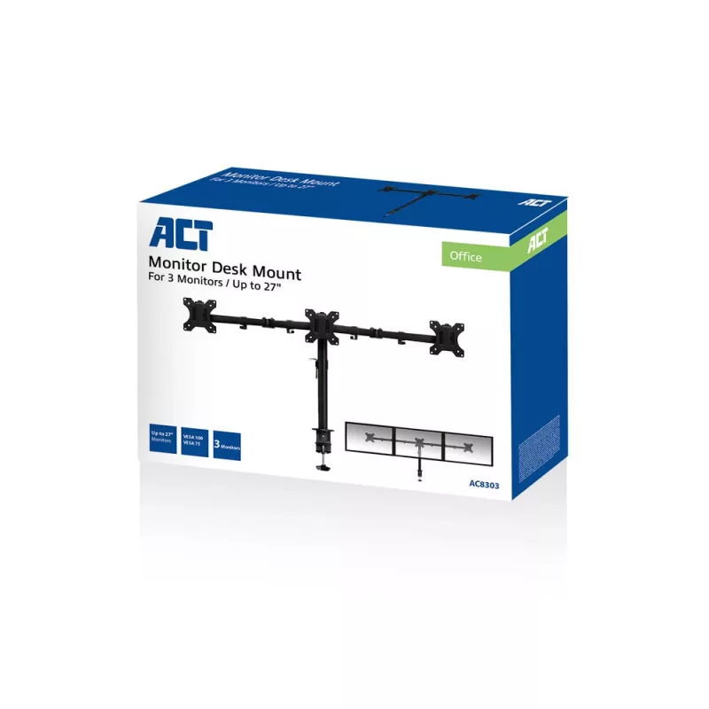 ACT Triple-Monitorarm Klemme/Durchführung 30 kg 13-27 Zoll
