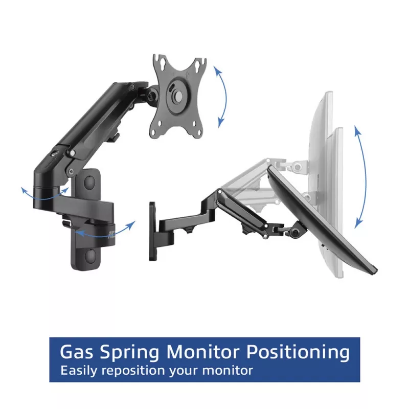 ACT Monitor-Wandhalterung mit Gasfeder, 1 Bildschirm, max. Gewicht 7 kg