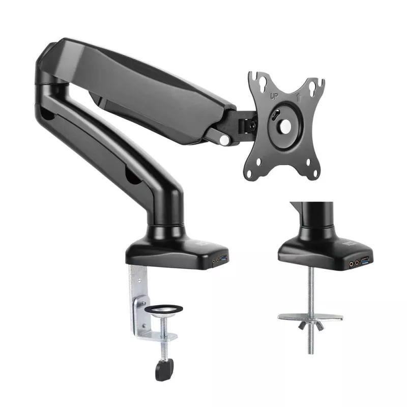 ACT Gasfeder-Monitorarm Büro Schwarz AC8311 Klemme/Durchsteckmontage 9 kg