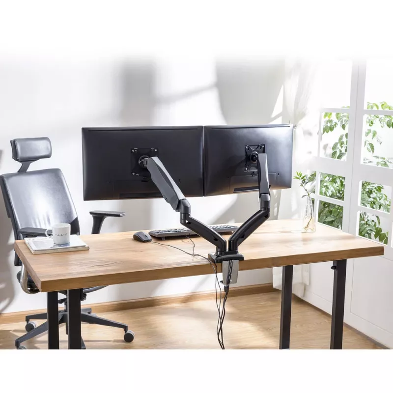 ACT Gasfeder-Doppelmonitorarm Büro Klemm-/Durchführungsmontage 18 kg