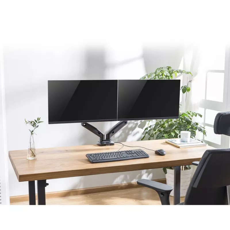 ACT Gasfeder-Doppelmonitorarm Büro Klemm-/Durchführungsmontage 18 kg