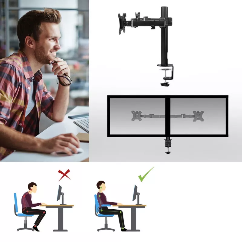 ACT Dual-Monitorarm Office Solid Pro – Klemm-/Durchgangsbefestigung – 12 kg – 10–32 Zoll
