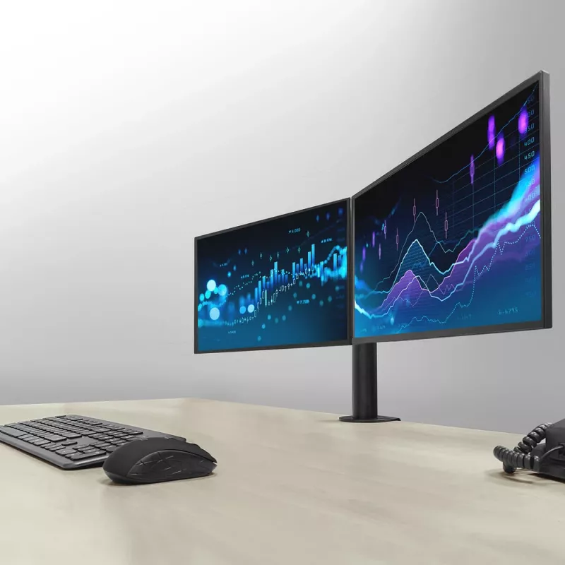 ACT Dual-Monitorarm Office Solid Pro – Klemm-/Durchgangsbefestigung – 12 kg – 10–32 Zoll