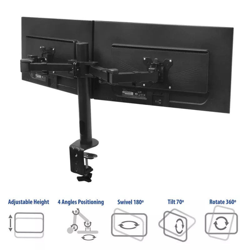 ACT Dual-Monitorarm Office Solid Pro – Klemm-/Durchgangsbefestigung – 12 kg – 10–32 Zoll