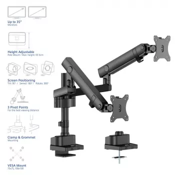 ACT Monitorarm 35 Zoll Office Solid Pro, mechanische Feder, 2 Monitore