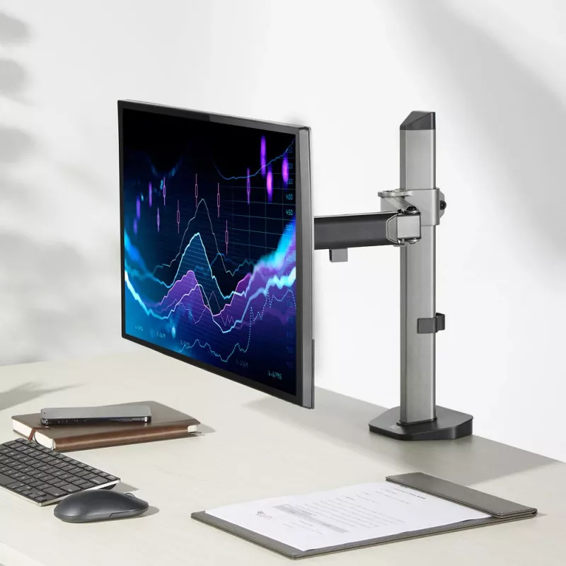 ACT Single Monitor Arm Office Silber Klemm-/Durchsteckmontage 9 kg 17-32 Zoll