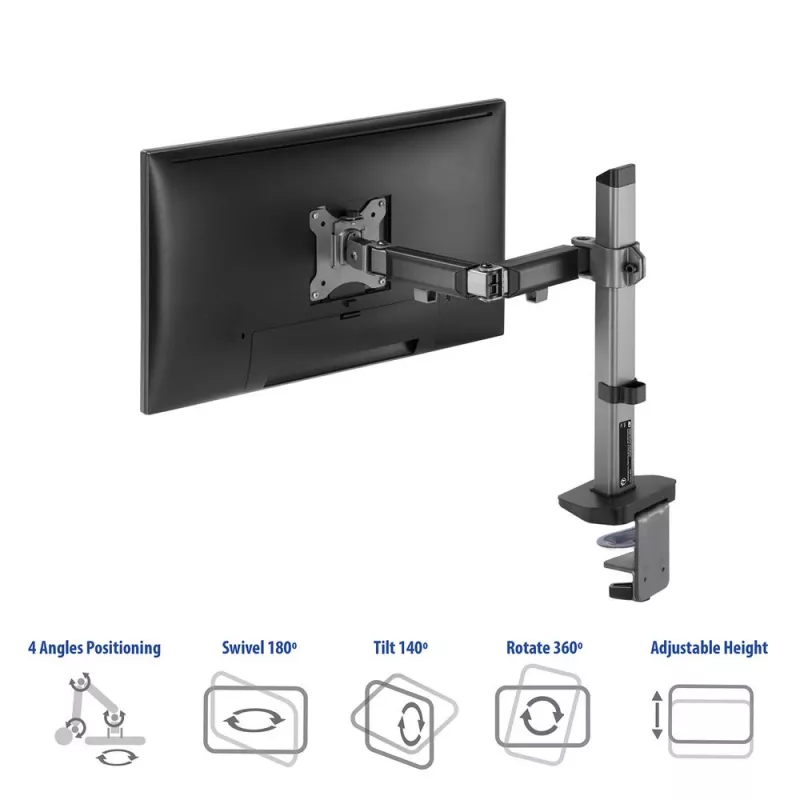 ACT Single Monitor Arm Office Silber Klemm-/Durchsteckmontage 9 kg 17-32 Zoll