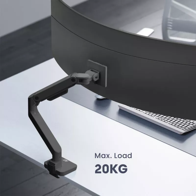 ACT Monitorarm 49 Zoll Büro Premium Gasfeder 1 Monitor Klemm-/Durchführungsmontage 20 kg