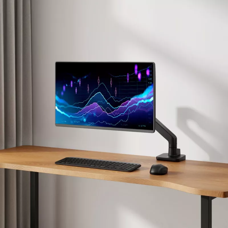 ACT Monitorarm 49 Zoll Büro Premium Gasfeder 1 Monitor Klemm-/Durchführungsmontage 20 kg