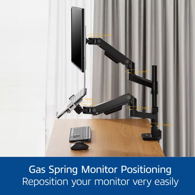 Laptop- & Monitorarm ACT AC8341 Gasfeder schwarz 49 Zoll