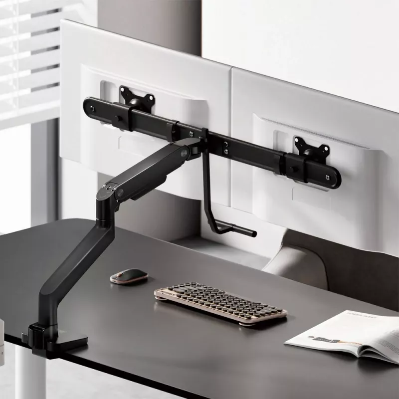 ACT Monitorarm 32 Zoll Büro Premium, Gasfeder, Querstange, 2 Monitore