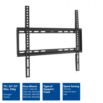 ACT TV-Wandhalterung 32 Zoll bis 55 Zoll VESA 35 kg Schwarz