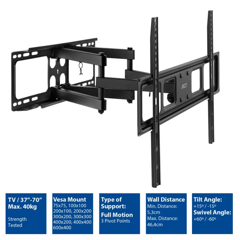 ACT Full-Motion-TV-Wandhalterung 37 Zoll bis 70 Zoll VESA 40 kg