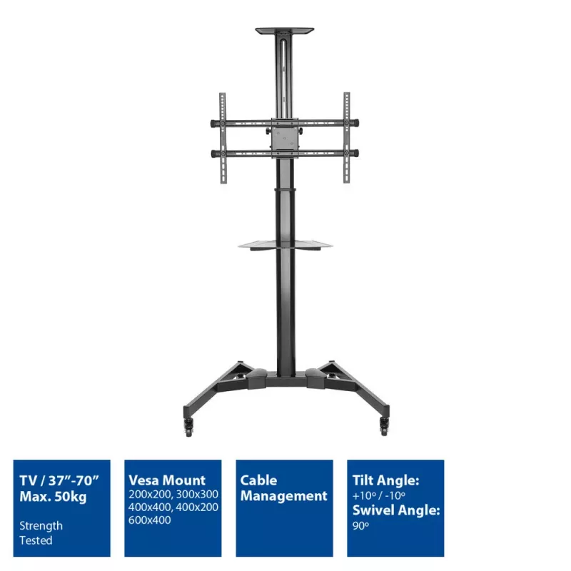 TV-Halterung ACT AC8370 Schwarz 70 Zoll 50 kg Tragfähigkeit VESA 200x200 bis 600x400